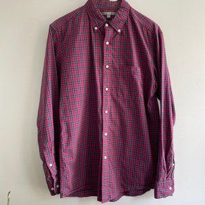 Uniqlo Mens S Long Sleeve Red Checked Casual Button Down